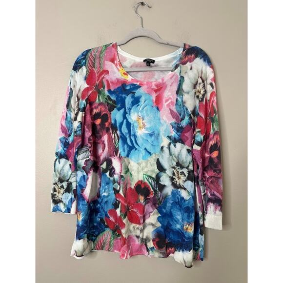 Talbots Womens Pullover Sweater Lightweight Floral Size 1X Petite Art Feminine - Picture 1 of 6